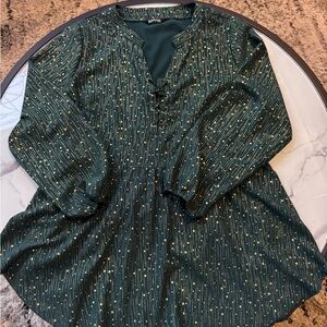 BloomChic Forest Green Blouse with Gold Speckles 18/20